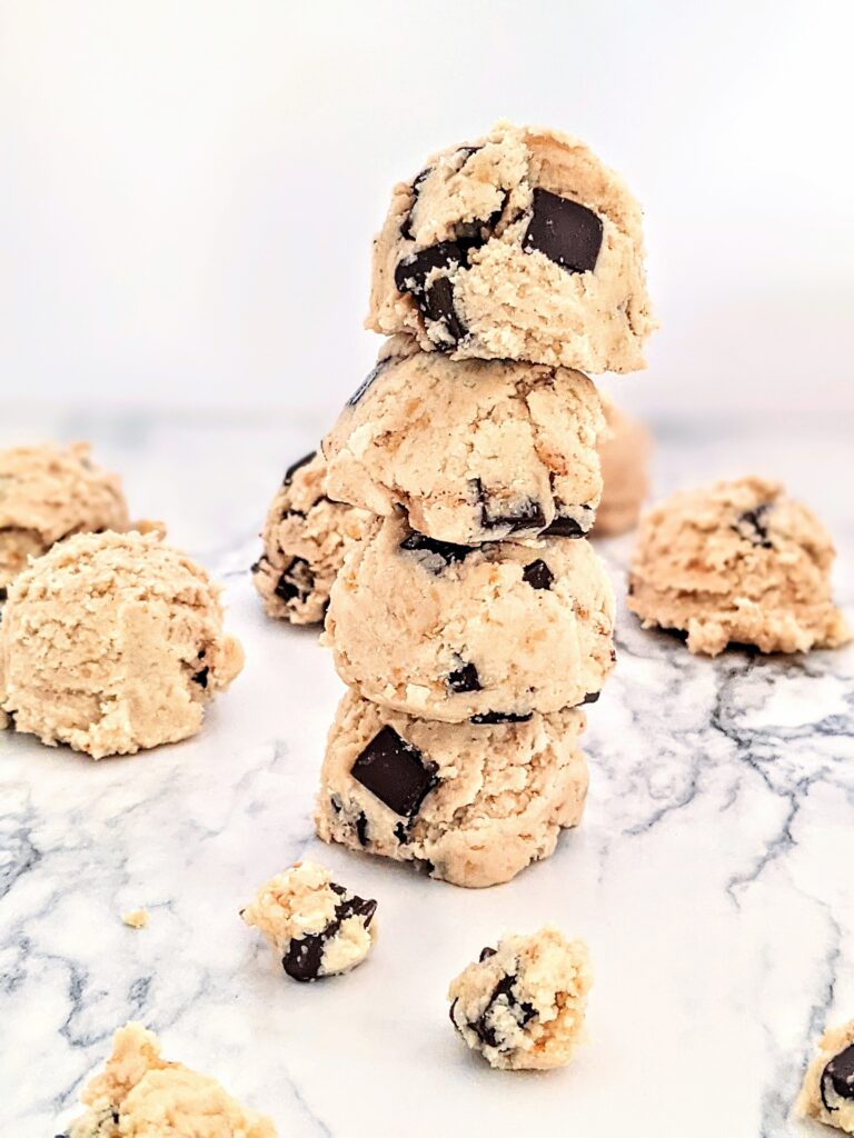 Stack of 4 cookie dough balls.