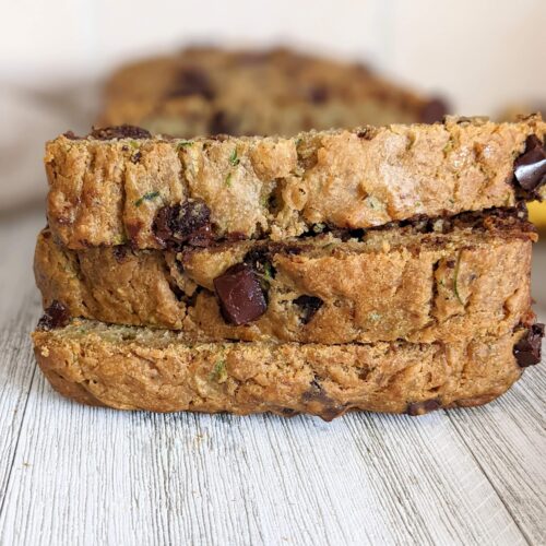 3 slices of banana bread stacked.